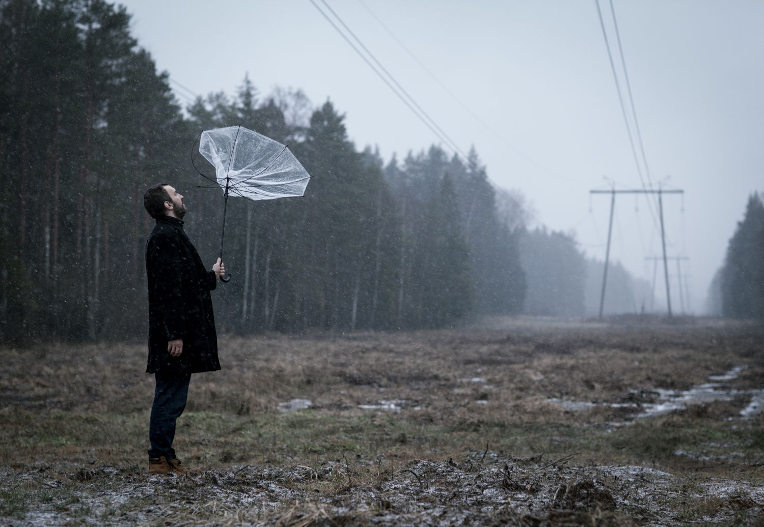 Umbrella in the fog, after