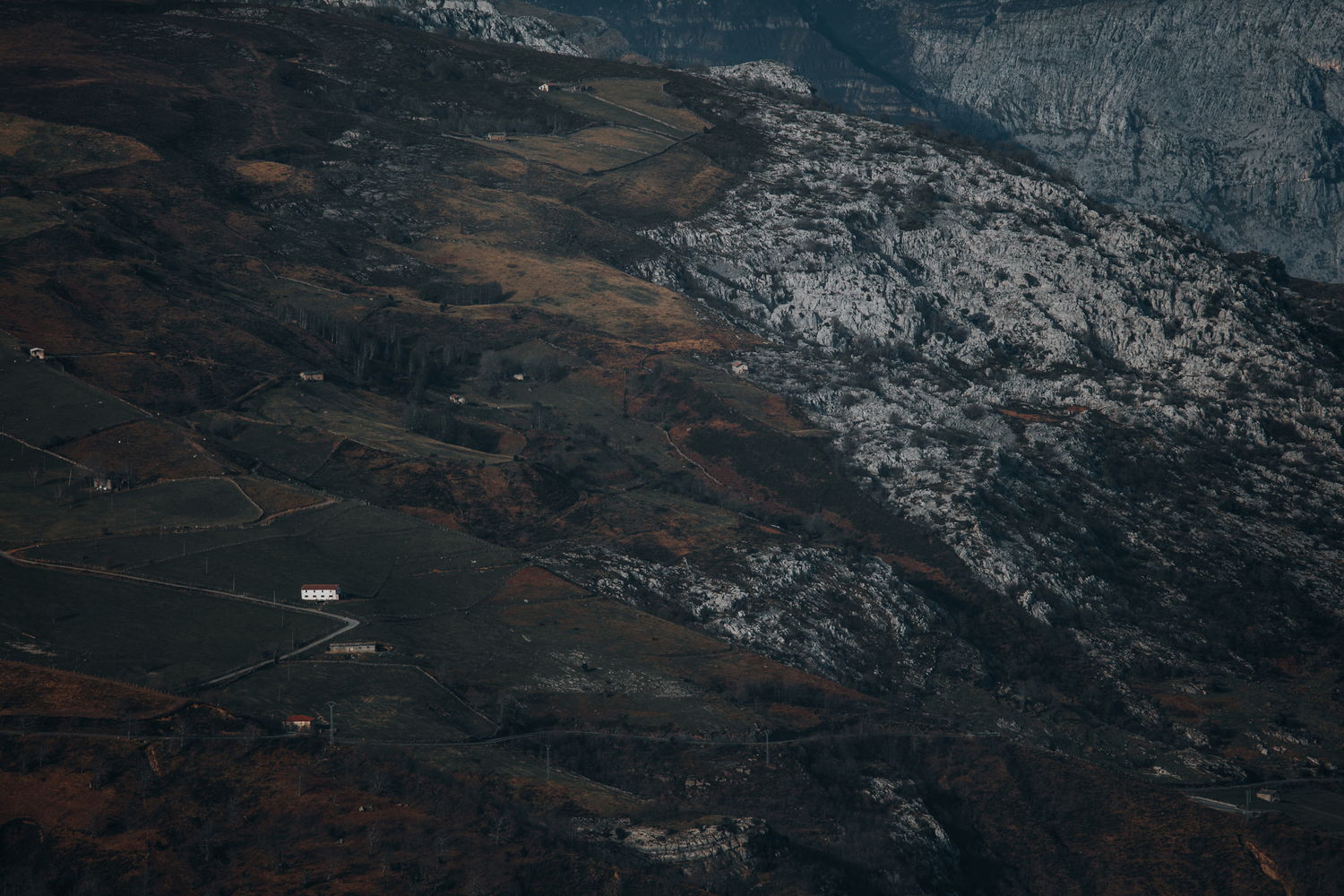 Valley wall from above, after