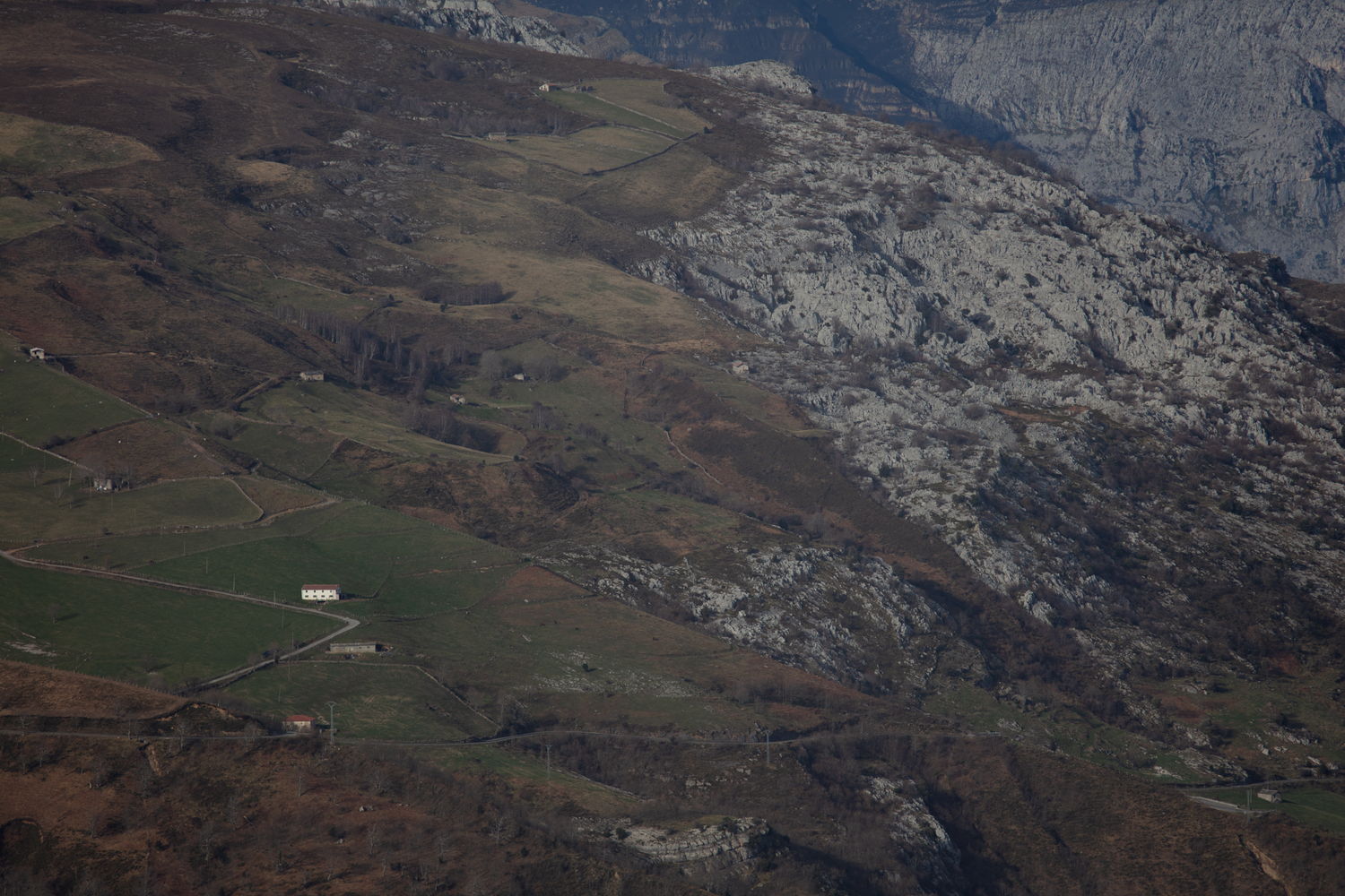 Valley wall from above, before