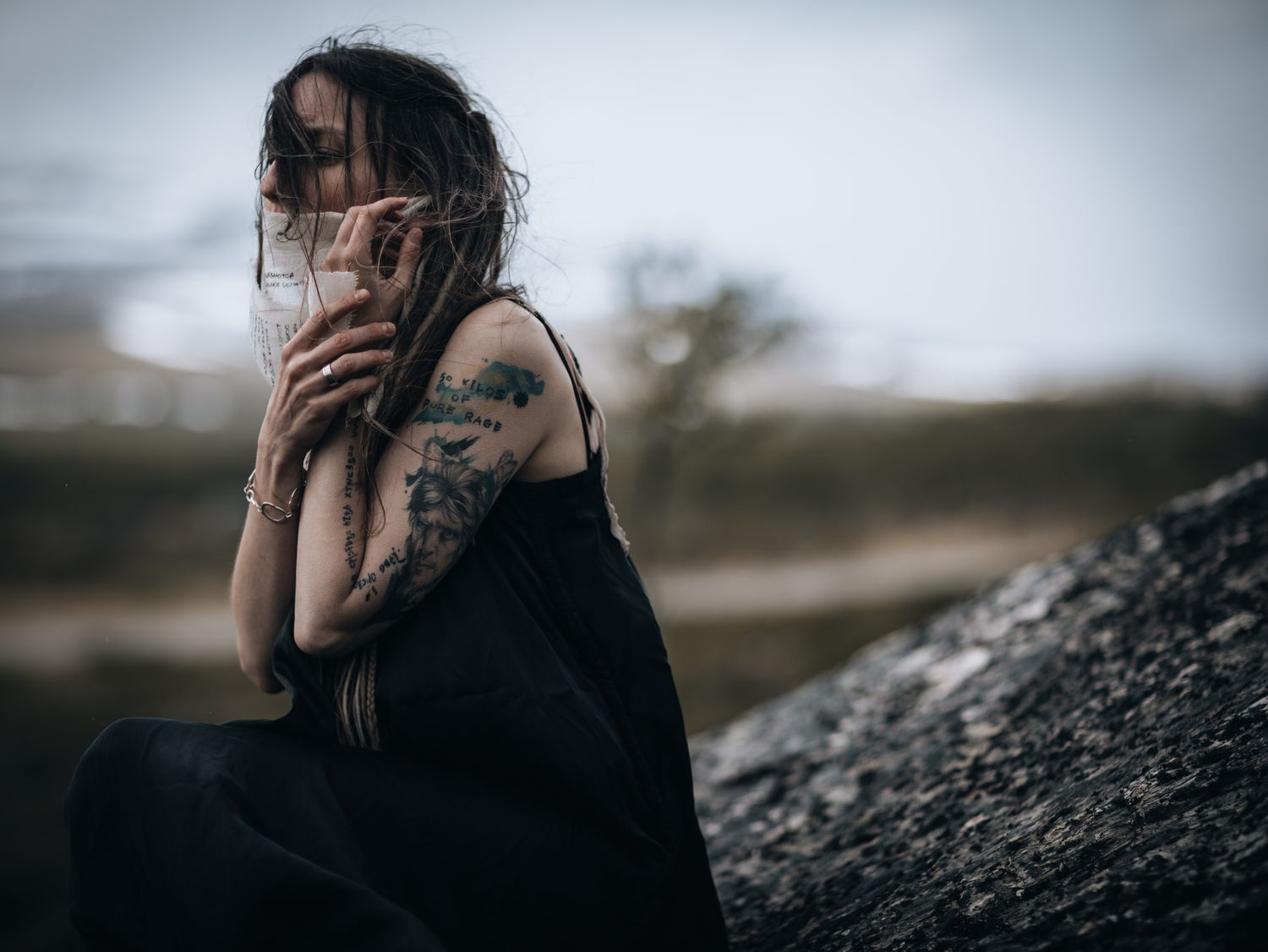 Roadside, black dress, after