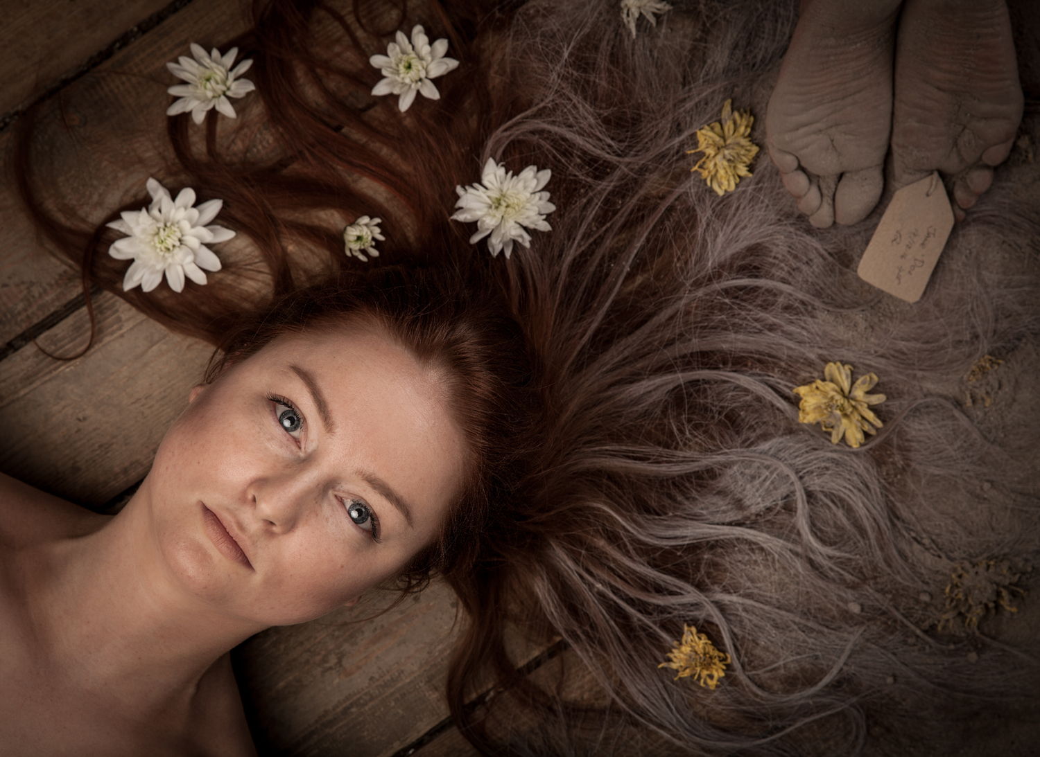 Close portrait, flowers, after
